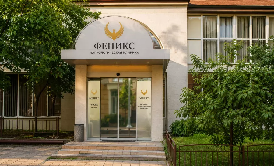 Вход в наркологическую клинику «Феникс» в Югорске